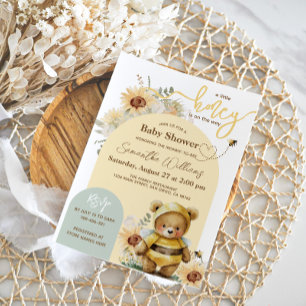 Invitation Petit miel Bee Sunflower Bear Baby shower