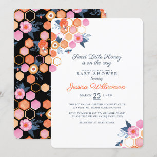 Invitation Petit Miel Doux En Chemin   Abeille florale blanch