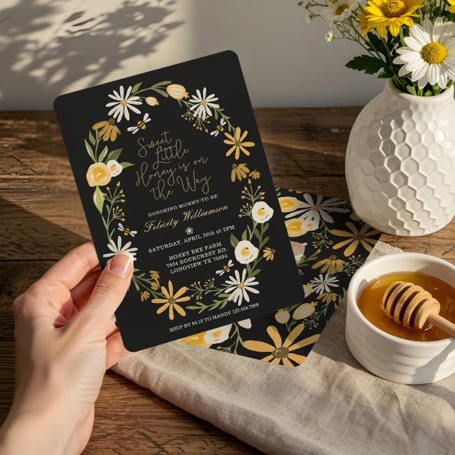 Invitation Petit Miel Doux En Chemin | Baby shower d'abeilles (Sweet Little Honey On The Way | Bee Baby Shower Invitation)