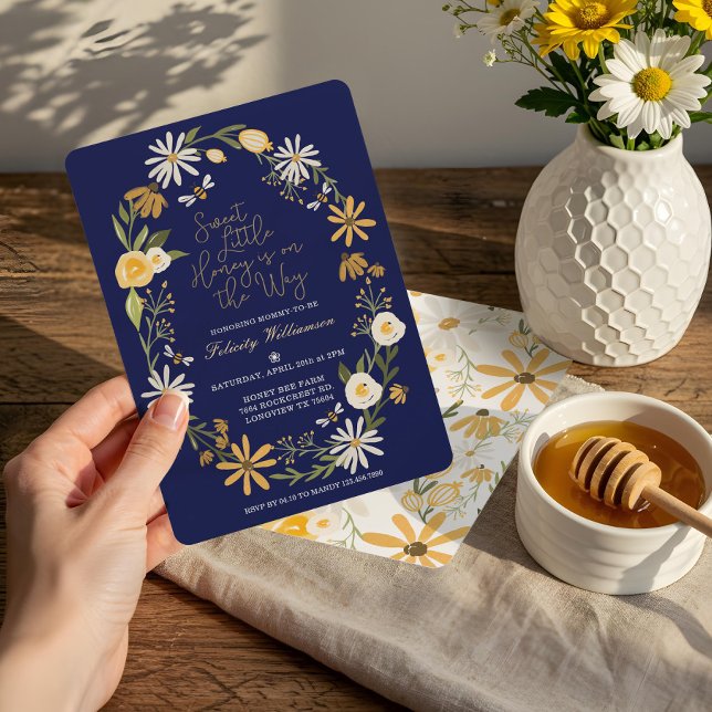 Invitation Petit Miel Doux En Chemin | Baby shower d'abeilles (Sweet Little Honey On The Way | Bee Baby Shower Invitation)