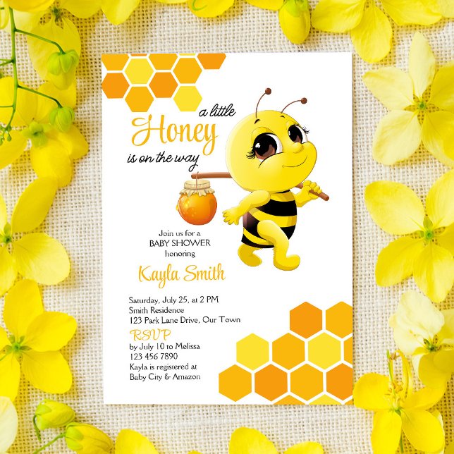 Invitation Petit miel est sur le chemin baby shower d'abeille (Créateur téléchargé)