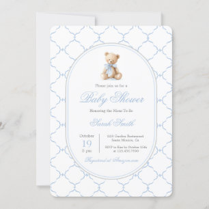 Invitation Petit-millénaire Baby shower ours garçon