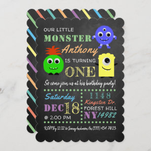 Invitation Petit Monster Chalkboard N'Importe Quel Âge Annive