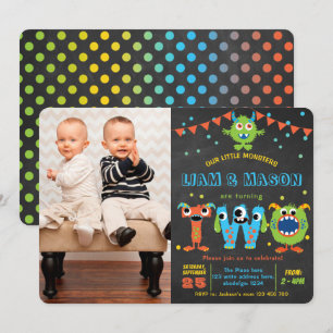 Invitation Petit Monster fête garçon 2e anniversaire photo
