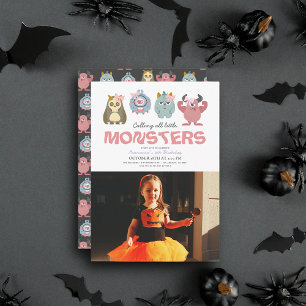Invitation Petit Monster Mash Halloween Fille Anniversaire Ph