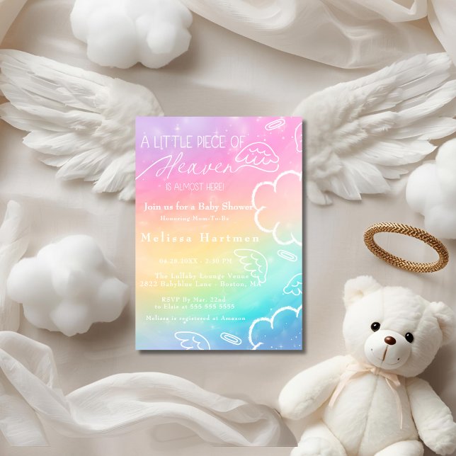 Invitation Petit morceau de ciel Bébé arc-en-ciel Shower (Little Piece of Heaven Rainbow baby shower Invitation)