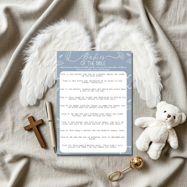 Invitation Petit Morceau de Ciel Bébés de la Bible (Little Piece of Heaven Blue Babies of the Bible)
