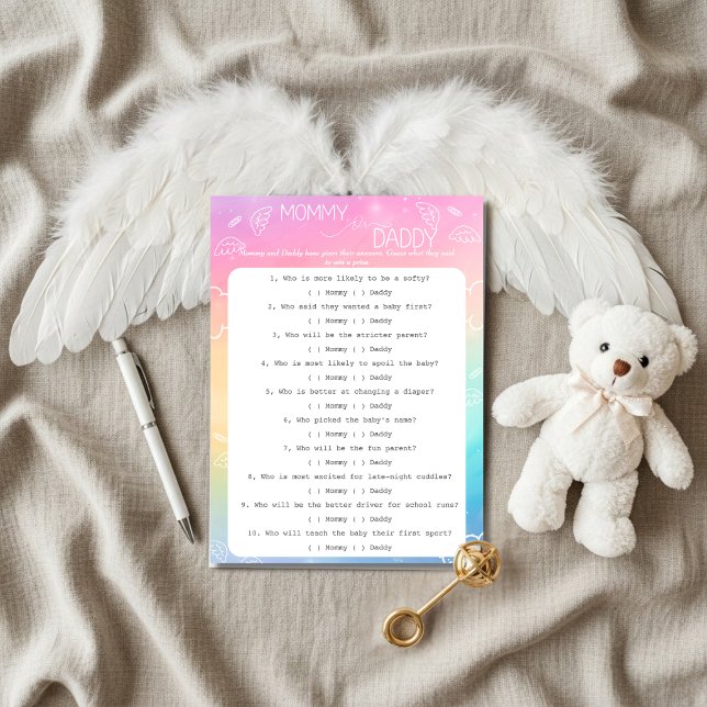 Invitation Petit Morceau de Ciel Jeu de Devinette Arc-en-Ciel (Little Piece of Heaven Guess Who Game Invitation)
