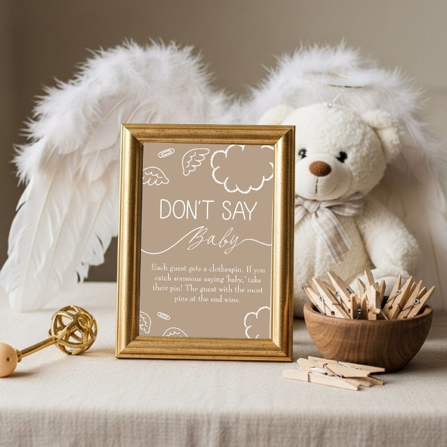 Invitation Petit Morceau de Ciel  Ne Dis Pas Bébé Jeu Beige  (Little Piece of Heaven Don't Say Baby Game Beige)