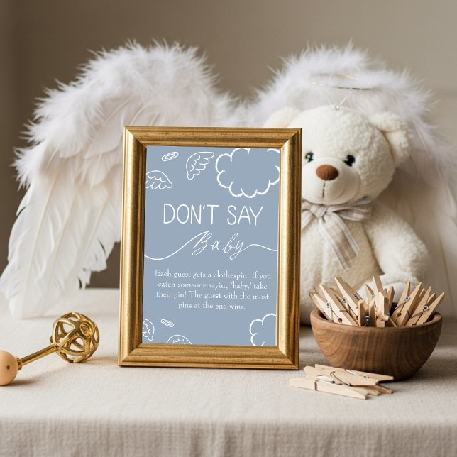 Invitation Petit Morceau de Ciel  Ne Dis Pas Bébé Jeu Bleu  (Little Piece of Heaven Don't Say Baby Game Blue)