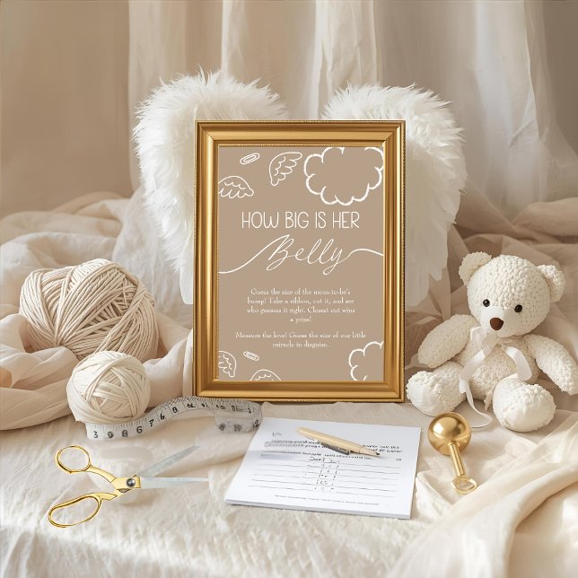 Invitation Petit morceau de ciel  Quelle est la taille de son (Little Piece of Heaven How Big Is Her Belly Beige)