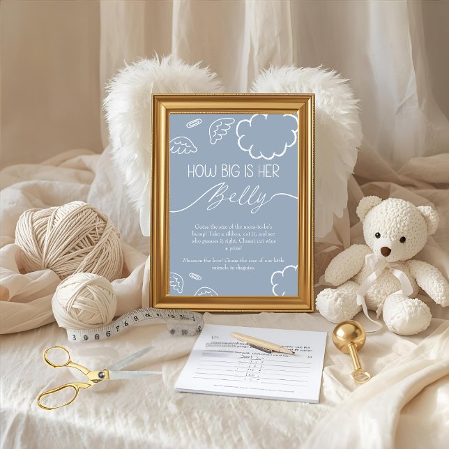 Invitation Petit morceau de ciel  Quelle est la taille de son (Little Piece of Heaven How Big Is Her Belly Blue)
