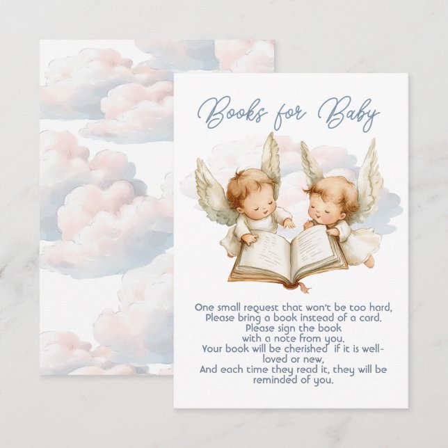 Invitation Petit morceau de Heaven Angel Twin Livres pour béb (Devant / Derrière)
