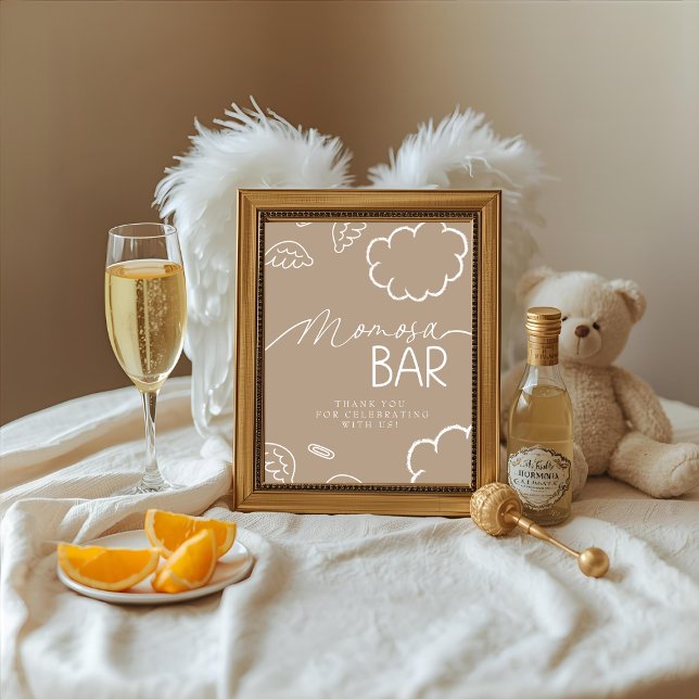 Invitation Petit morceau de panneau de bar beige de Heaven Ma (Little Piece of Heaven Beige Momosa Bar Sign)