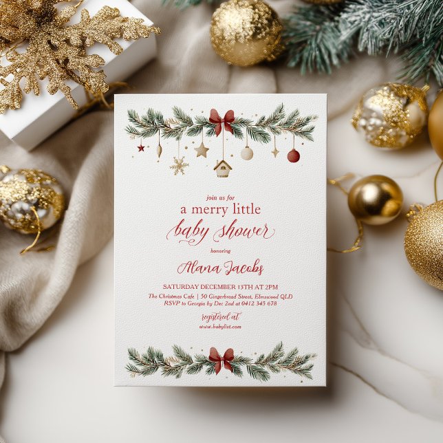 Invitation Petit Noël Bébé Shower Arbre de Noël (Merry Little Baby Shower! Christmas Themed Baby Shower )