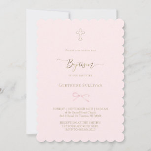 Invitation petit nœud rose Baptême