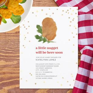Invitation Petit Nugget Red Neutral Baby shower de poulet Inv