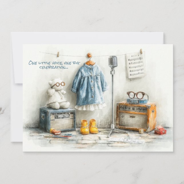 Invitation Petit Oiseau Chanteur – Fille de 1er Anniversaire (Devant)