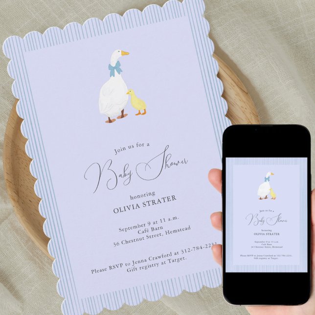 Invitation Petit oison illustration adorable shower de bébé (Créateur téléchargé)