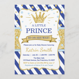 Invitation Petit or de bleu royal d'invitation de prince baby