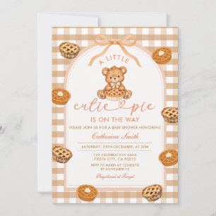 Invitation Petit Ours à l'Emballage à Carreaux Baby Shower