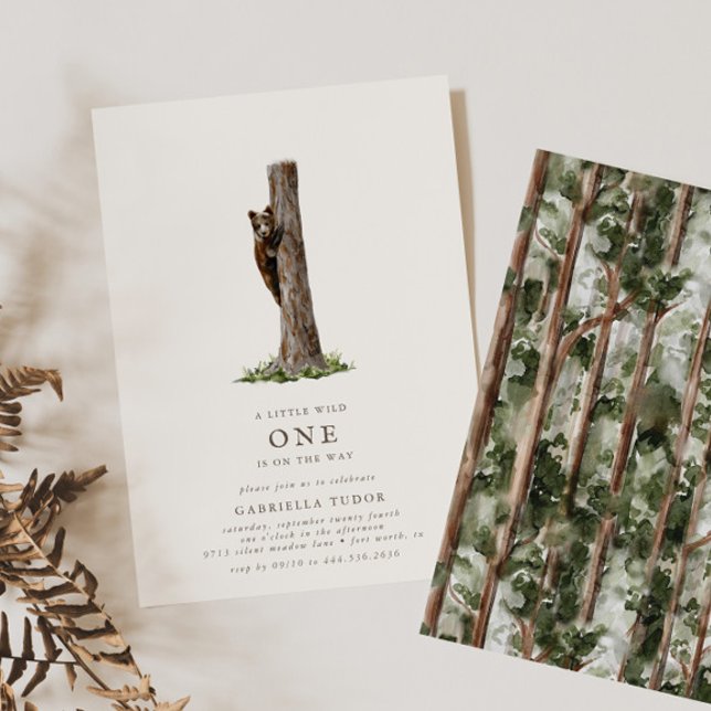 Invitation Petit Ours Baby shower Sophistiqué Forêt Sauvage (Available for print & instant digital download!)