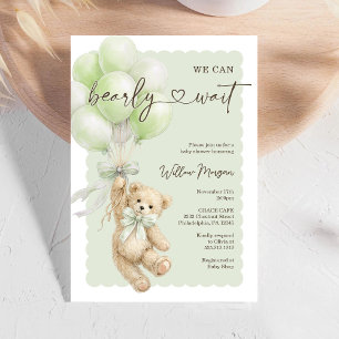 Invitation Petit ours Fête Prénatale Ours en peluche Ballons