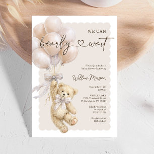 Invitation Petit ours Fête Prénatale Ours en peluche Ballons
