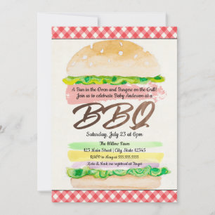 Invitation Petit pain au four et hamburgers au barbecue pour 