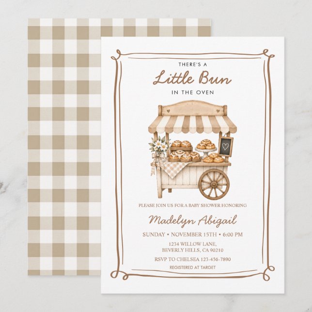 Invitation Petit Pain au Four Fête de Bébé (Devant / Derrière)