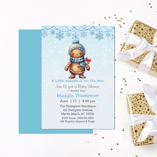 Invitation Petit pain d'épice doux Baby shower de Noël (Créateur téléchargé)