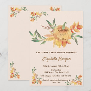 Invitation Petit Pampkin, Fête Prénatale des Bébés Feuilles