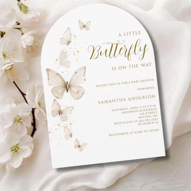 Invitation Petit papillon Baby shower neutre de genre (Créateur téléchargé)