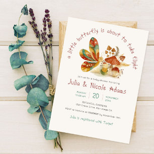 Invitation Petit Papillon Mignon Cocon Champignon Baby Shower