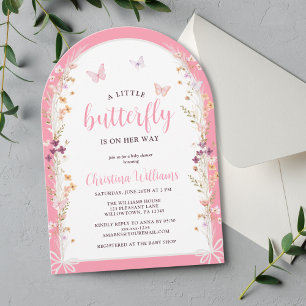 Invitation Petit Papillon sur le chemin Baby shower fille