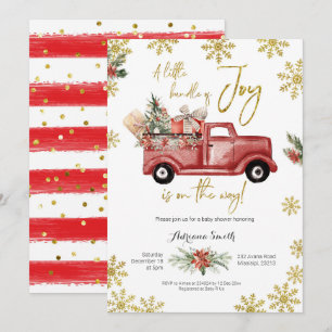 Invitation Petit paquet de Joy Red Truck Baby shower Invitat