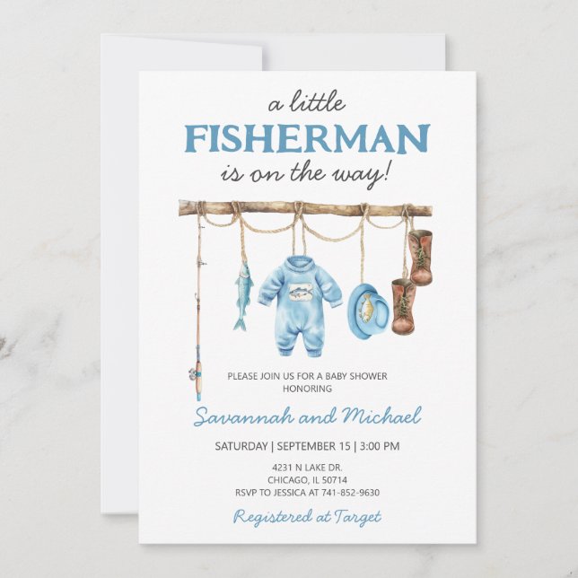 Invitation Petit Pêcheur Baby Shower (Devant)