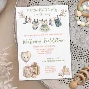 Invitation Petit Peu De Vêtements De Pays Ligne Bébé Fille Do