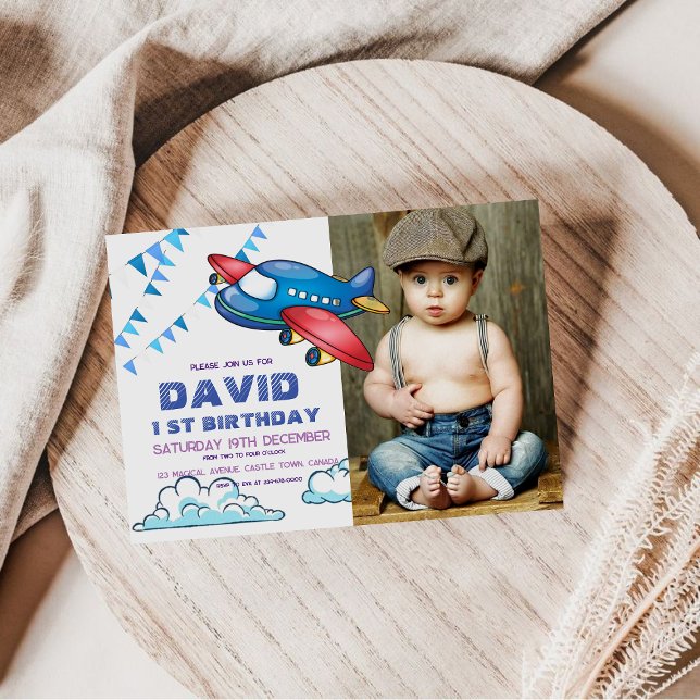 Invitation Petit Pilote 1er Avion Vol Ciel Photo (Créateur téléchargé)