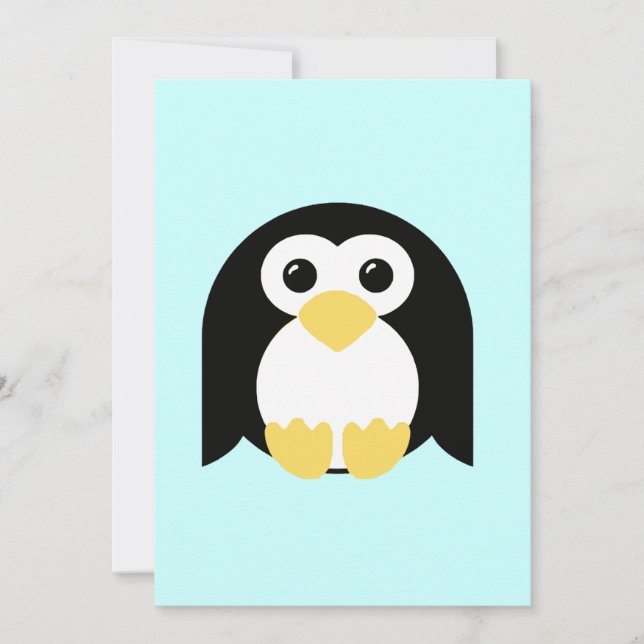 Invitation Petit pingouin rond (Devant)