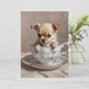 Invitation Petit plaisir : chiot chihuahua dans une tasse à t