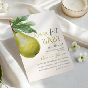 Invitation Petit Poire Vichy Vert Poire Parfaite Baby Shower