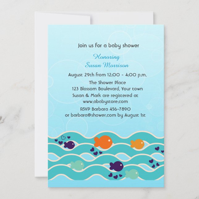 Invitation Petit Poisson, Baby shower (Devant)