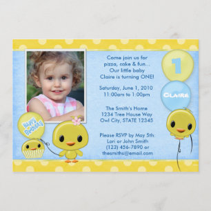Invitation Petit poussin jaune adorable (photo)