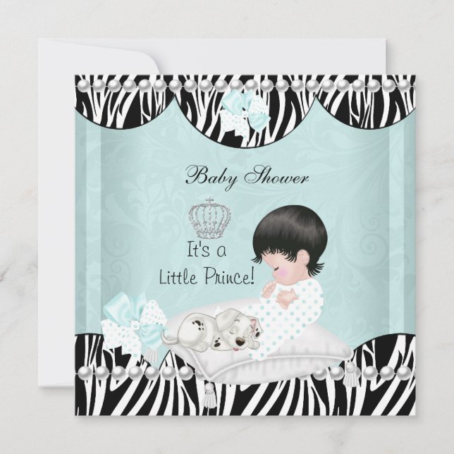 Invitation Petit Prince Baby Shower bébé garçon mint (Devant)