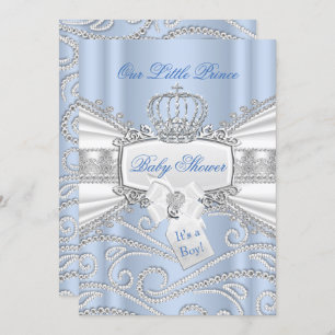 Invitation Petit Prince Baby shower bleu doux