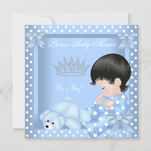 Invitation Petit Prince Baby Shower Garçon Bleu Pois 2