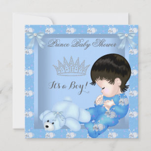 Invitation Petit Prince Baby Shower Garçon Lapin Bleu