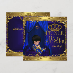 Invitation Petit Prince Baby shower Garçon Regal Blue Crown 5