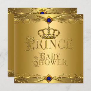 Invitation Petit Prince Baby shower Garçon Regal Blue Crown 6